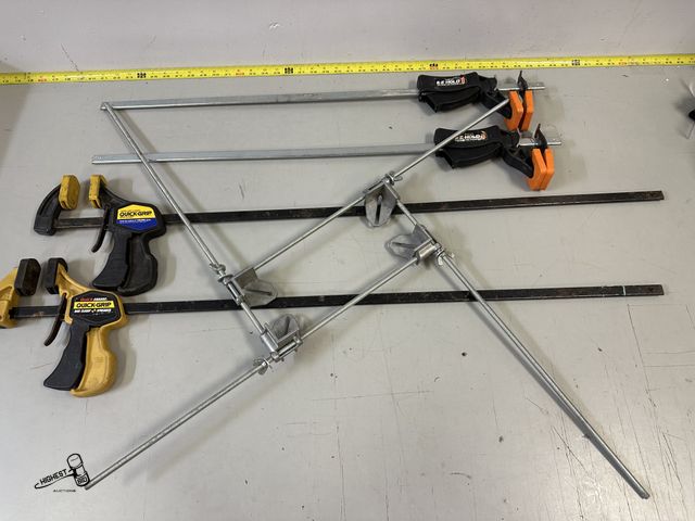Lot 91-7289 - 2 SET OF SLIDE CLAMPS 2 @ 28" JAWS &amp; 2 @ 36" JAWS &amp; SQUARE JIG CLAMP
