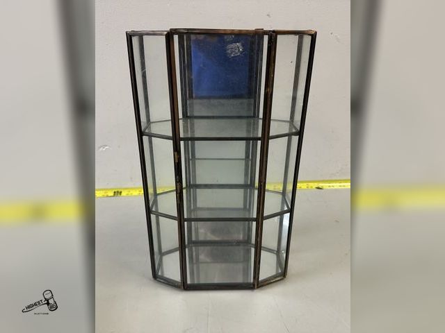 Lot 91-9344 - VINTAGE SMALL CURIO CABINET BRASS COLOR 13" TALL