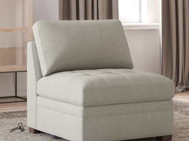 Lot 91-10372 - New MSRP $ 379.99 Thomasville Tisdale Armless Chair, Beige - Modern Style with a Clean Look - Config...