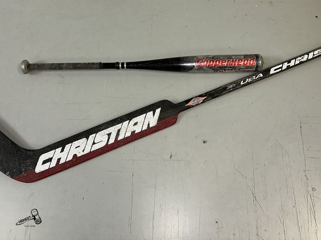 Lot 91-8782 - CHRISTIAN ICE HOCKEY STICK &amp; COPPERHEAD CU31 LITTLE LEAGUE BASEBALL BAT