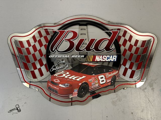 Lot 91-10477 - BUD OFFICIAL BEER NASCAR MIRROR DALE EARNHARDT JR APPROX SIZE 24" X 38"