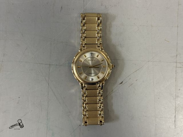 Lot 91-10412 - MEN'S ELGIN DIAMOND WATCH WITH NEW BATTERY INSTALLED