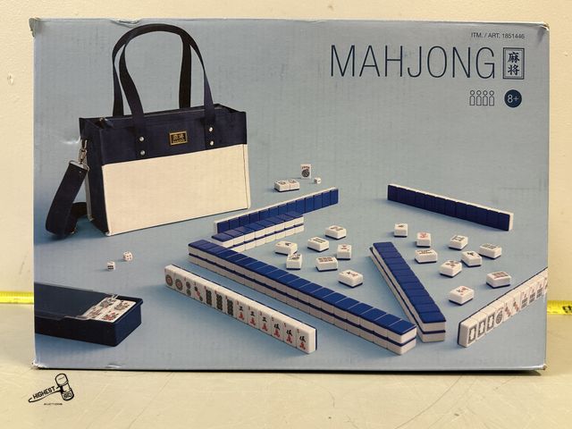 Lot 91-8867 - MAHJONG - 3 DICE - 166 MAHJONG TILES - 4 TILE TRAYS WITH LIDS - 1 TOTE BAG WITH SHOULDER STRAP - LIK...