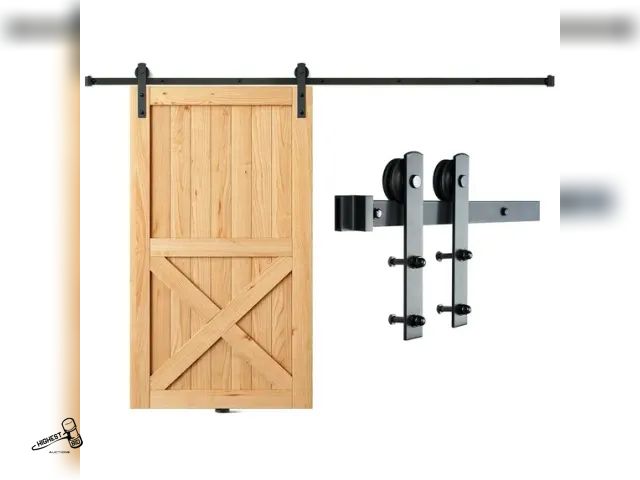 Lot 91-9494 - New VEVOR 8FT Sliding Barn Door Hardware Kit, 330LBS Loading Heavy Duty Barn Door Track Kit for Sing...