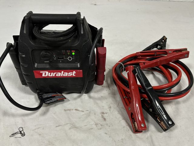 Lot 91-7744 - DURALAST JUMP BOX WITH AIR COMPRESSOR &amp; 10 HEAVY DUTY JUMPER CABLES