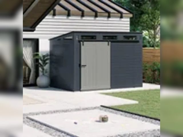 Lot 91-6822 - SUNCAST MODERNIST 10FT X 7FT SLIDING DOOR STORAGE SHED - NO BOX - SLIDING DOOR SYSTEM IDEAL FOR SPAC...