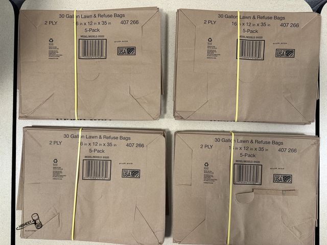Lot 91-6354 - TWENTY 30 GALLON LAWN &amp; REFUSE BAGS - 16" X 12" X 35" - FOUR 5 PACKS (20 TOTAL)