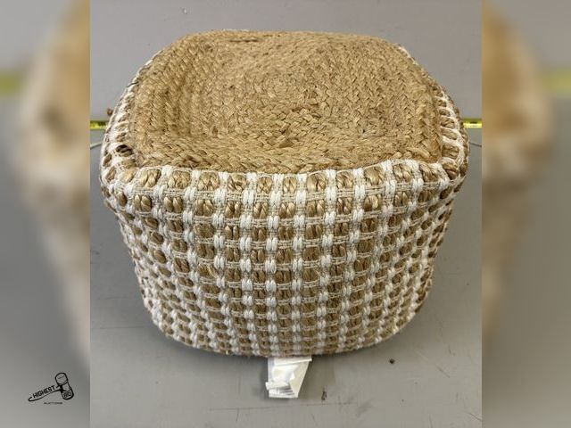 Lot 91-8651 - Nourison Jute/Cotton Pouf 16” x 16” x 16” - DOES HAVE SMALL STICH COMING APART AS SEEN IN PHOTO EASY...