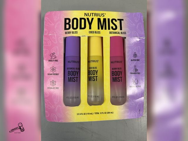 Lot 91-7360 - New NUTRIUS BODY MIST 3 - 4 FL OZ BOTTLES BERRY BLISS - COCO BLISS - BOTANICAL BLISS - GLUTEN FREE -...