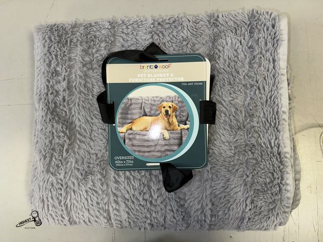 Lot 91-8495 - BRENT WOOF WATERPROOF PET BLANKET &amp; FURNITURE PROTECTOR - 60" X 70" - MACHINE WASHABLE - MUD - S...