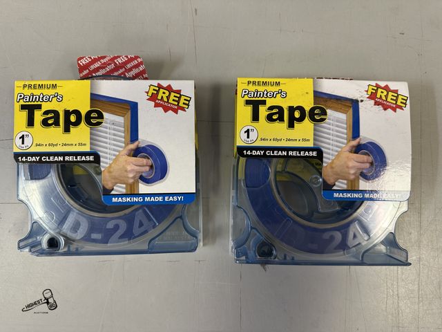 Lot 91-6369 - 2 ROLLS OF PREMIUM PAINTERS TAPE - 1" - FREE APPLICATOR - APPLIES TAPE DIRECTLY TO TRIM