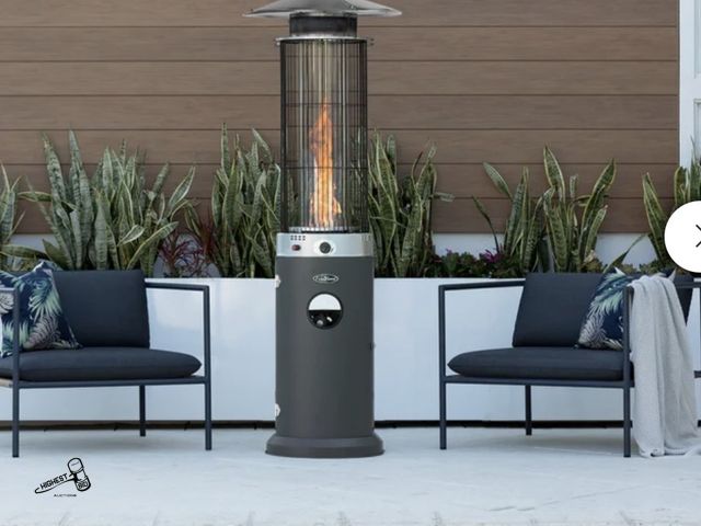 Lot 91-8541 - New FIRE SENSE SPIRAL FLAME PPATIO HEATER - 40,000 BTU OUTPUT - PROPANE TANK NOT INCLUDED. Some phot...