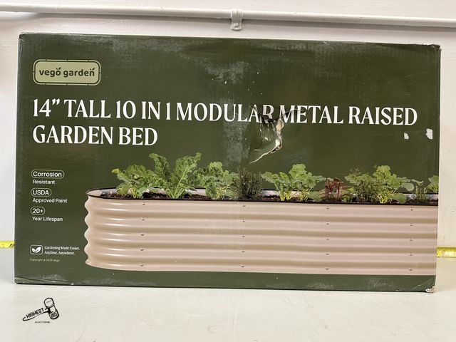 Lot 91-9363 - MSRP $ 154.99 VEGO GARDEN 14" TALL 10 IN 1 MODULAR METAL RAISED GARDEN BED NEW IN BOX