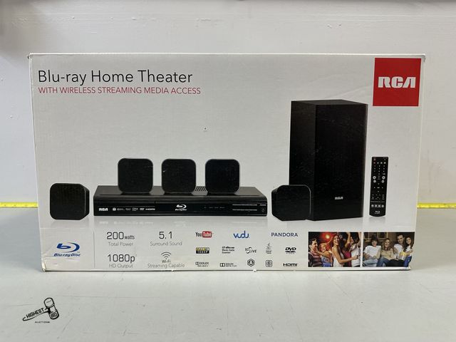 Lot 91-6414 - RCA BLU-RAY HOME THEATER WITH WIRELESS STREAMING MEDIA ACCESS - PLAYS BLU-RAY DISCS, DVDS AND CDS - ...