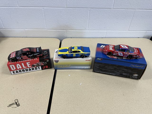Lot 91-6982 - 3 DALE EARNHARDT/JR COLLECTIBLE CARS - ACTION NASCAR DALE EARNHARDT 1:24 SCALE STOCK CAR - ACTION DA...