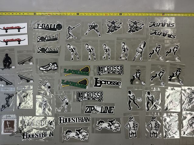 Lot 91-8340 - New 52 ASSORTED SCHOOL SPORTS SCRAP BOOK SUPPLIES - TENNIS - SOCCER - SKATE BOARDING - T-BALL - BASE...