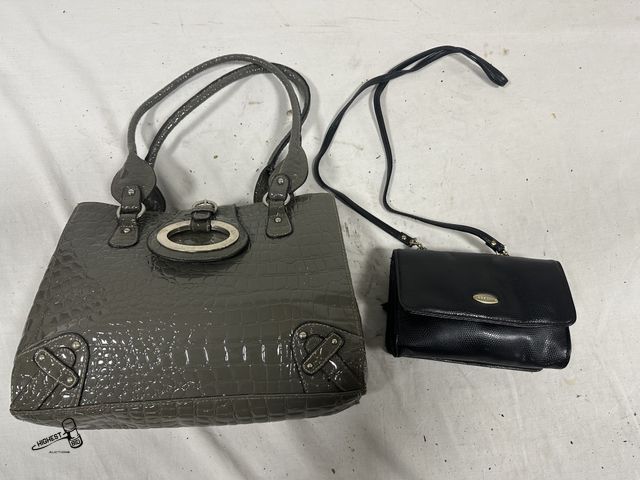 Lot 91-7647 - LADIES CROCODILE PURSE &amp; SMALL PURSE