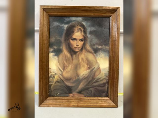 Lot 91-6921 - VINTAGE THE BROKEN SILENCE BY JOESPH WALLACE KING VINCIATE FRAMED PICTURE - SIZE 18" X 24" - VERY NI...