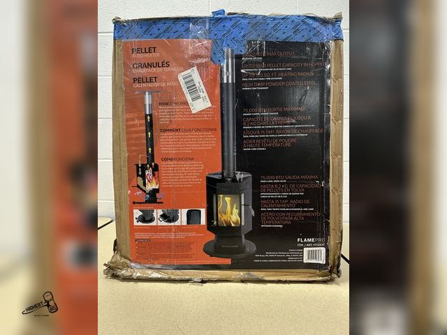 Lot 91-8255 - FLAMEPRO PELLET PATIO HEATER - DAMAGED BROKEN GLASS NEW IN BOX