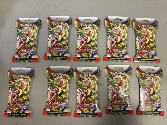 Lot 91-9586 - New IN PACKAGE 10 PCK SCARLET &amp; VIOLET POKEMON TRADING CARDS 2023