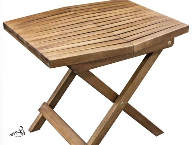 Lot 91-6498 - MELINO WOODEN FOLDING TABLE - SOLID ACACIA WOOD - MULTI PURPOSE - INDOOR OR OUTDOOR USE - WEATHER RE...