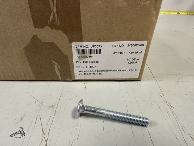 Lot 91-6298 - 3/8-16 X 3" CARRIAGE HEAD BOLTS 450PC