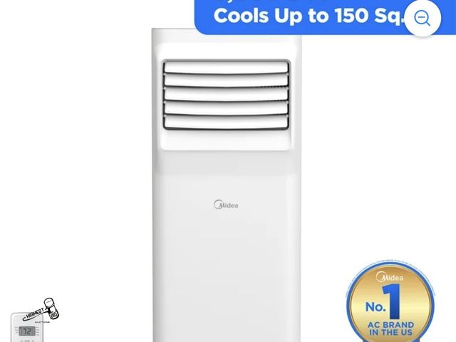 Lot 91-9729 - New MIDEA RMP05RWW PORTABLE AC MIDEA PORTABLE AIR CONDITIONER 5,000 BTU SACC 8,500 BTU ASHRAE