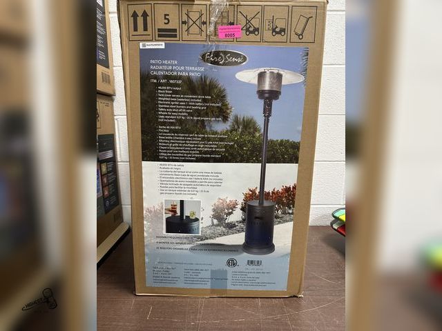 Lot 91-8005 - New FIRE SENSE PATIO HEATER - 46,000 BTU OUTPIT - GRAY FINISH - TANK COVER MAKES A GREAT DRINK TABLE...