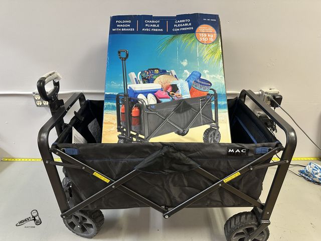 Lot 91-7068 - MAC SPORTS XL FOLDING WAGON WITH BRAKES - EASY FOLD, STEEL FRAME - BACK UNZIPS FOR LONGER CARGO - IN...