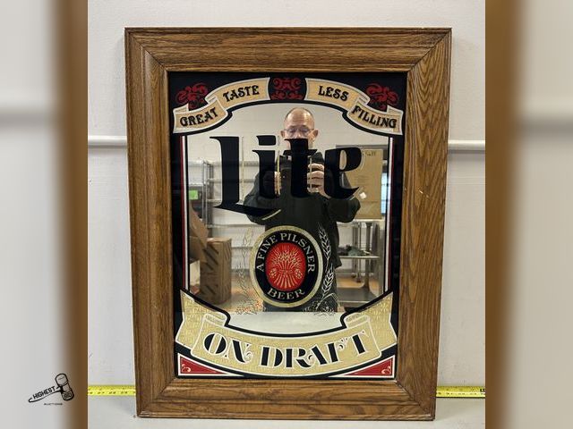 Lot 91-10478 - 24" X 30" GREAT TASTE LESS FILLING MILLER LITE ON DRAFT MIRROR