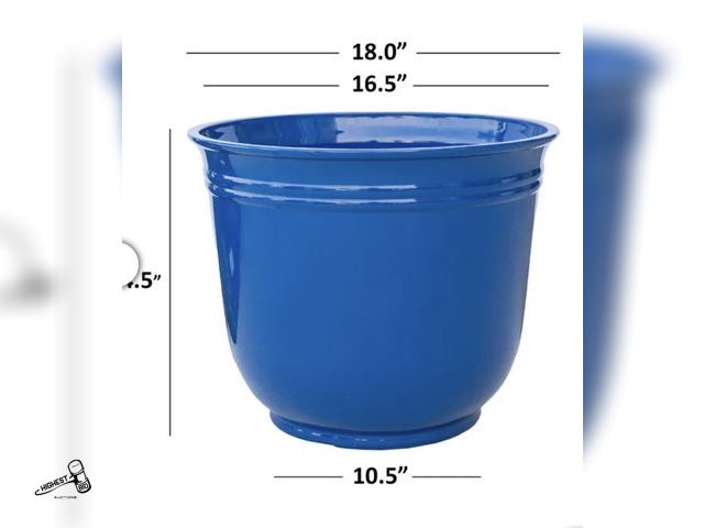Lot 91-8671 - 18" THEO RESIN PLANTER COLBALT BLUE - SOME PHOTOS USED FOR DISPLAY PURPOSES ONLY