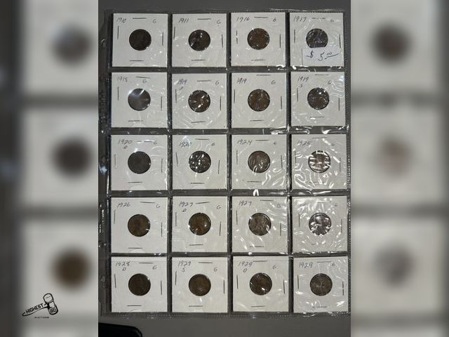 Lot 91-6537 - 20 U.S. WHEAT PENNIES - 1910 - 1911 - 1916 - 1917 - 1918 - 1919D - 1919 - 1919S - 1920D - 1920 - 192...