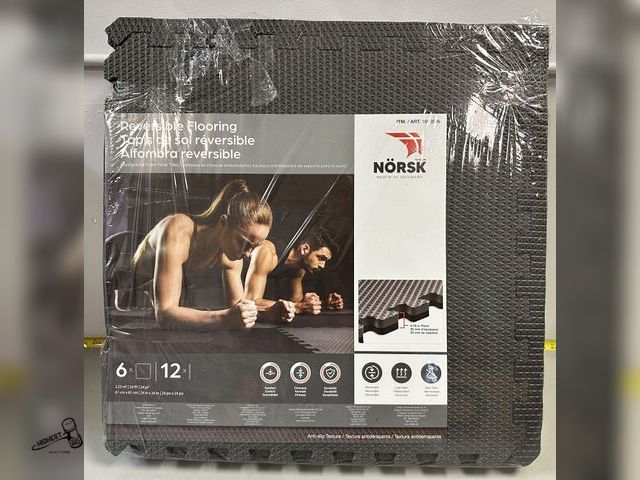 Lot 91-8643 - 6 NORSK REVERSIBLE FLOORING INTERLOCKING FLOOR TILES .79" THICK - 2' X 2' SQUARES 24 SQUARE FEET TOT...