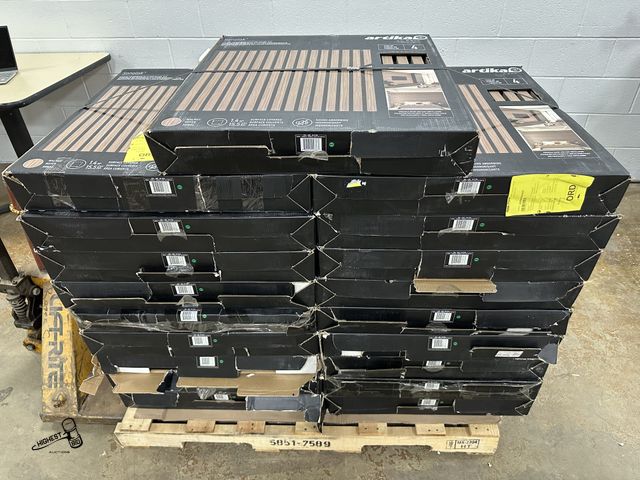 Lot 91-8265 - 19 CASES - ARTIKA SONOLOK SOUND-ABSORBING SLATTED PANEL KIT - WALNUT - Natural Wood (Mdf) and Felt -...