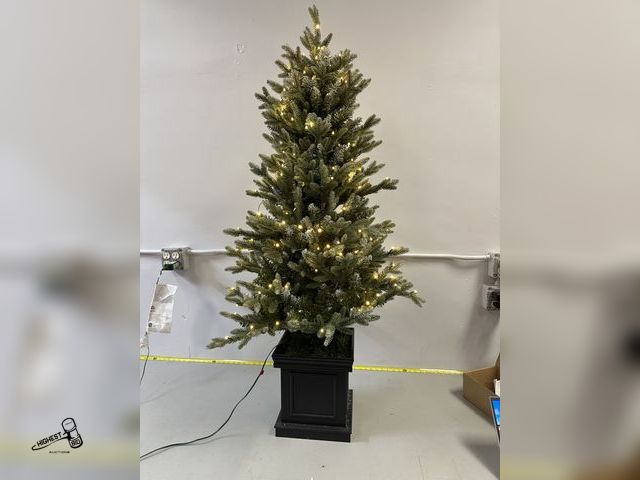 Lot 91-7221 - 4.5 ft Pre-Lit Potted Aspen Artificial Christmas Tree, Color-Changing Radiant Micro LED Lights - Fea...