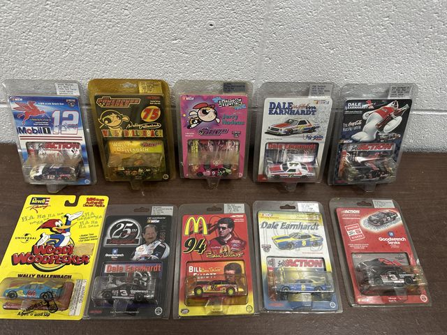 Lot 91-6609 - NASCAR DIE CAST COLLECTION - 10 CARDS - 1:64 SCALE - DALE EARNHARDT - JERRU NADEAU - JEREMY MAYFIELD...