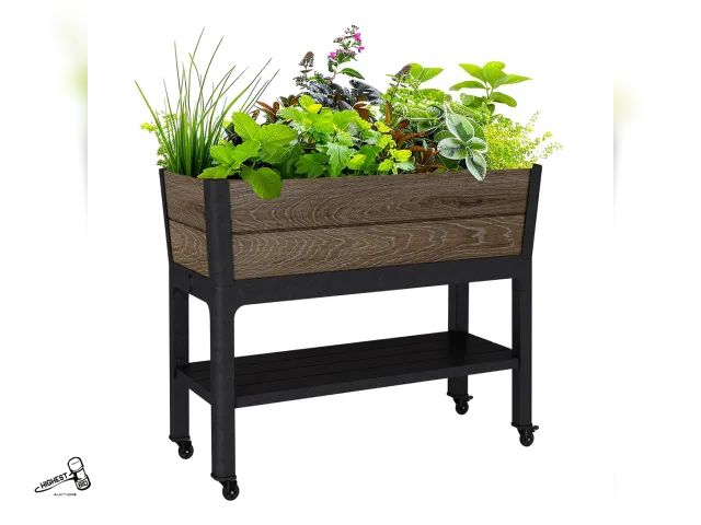 Lot 91-9376 - New MSRP $ 109.99 Keter Signature 29 Gallon Rolling Raised Garden Bed with Self Watering - Built-in ...