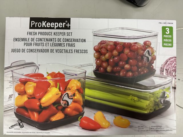 Lot 91-6234 - PROKEEPER+ FRESH PRODUCE KEEPER SET OF 3 - AIRFLOW VENT SYSTEM - NO REPLACEMENT CARTRIDGE NEEDED - G...