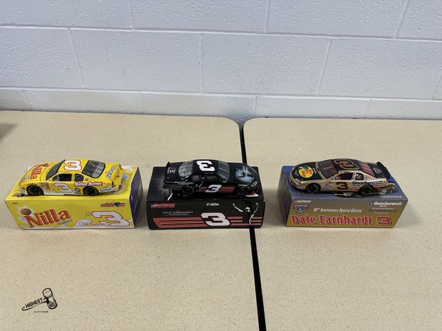Lot 91-6989 - 3 DALE EARNHARDT/JR STOCK CARS - ACTION THE DALE EARNHARDT FOUNDATION DALE EARNHARDT 1:24 SCALE STOC...