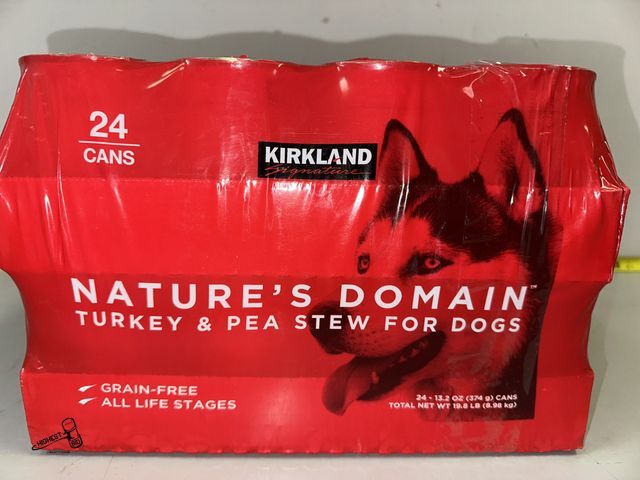 Lot 91-8449 - New KIRKLAND SIGNATURE - NATURE'S DOMAIN TURKEY &amp; PEA STEW FOR DOGS - GRAIN FREE - ALL LIFE STAG...