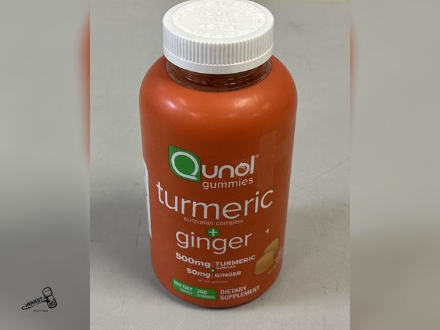 Lot 91-9297 - New MSRP $33.99 QUNEL GUMMIES TURMERIC + GINGER DIETARY SUPPLEMENT 200 COUNTR 100 DAY SUPPLY