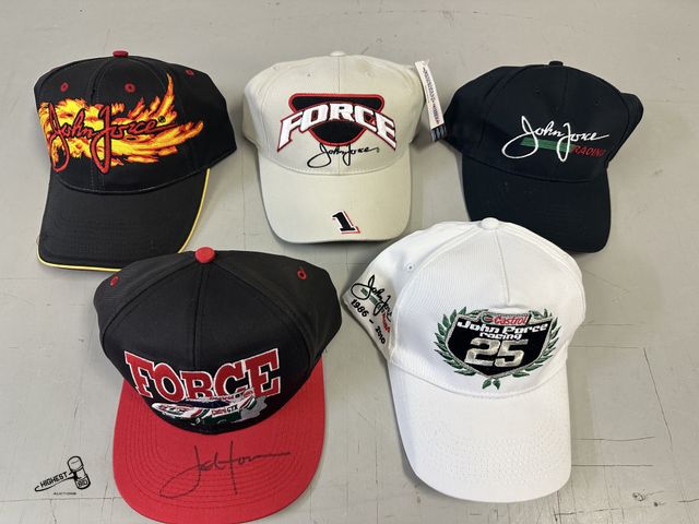 Lot 91-6200 - 5 JOHN FORCE RACING HATS - AUTOGRAPHED JOHN FORCE CASTROL GTX RACING BASEBALL CAP - JOHN FORCE NHRA ...