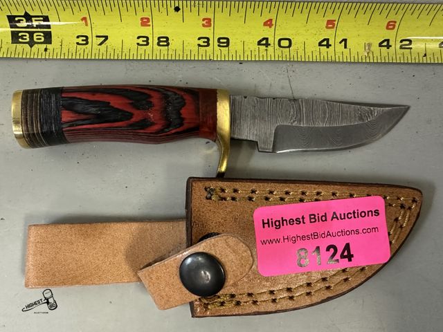 Lot 91-8124 - 6" DEMASCUS KNIFE WITH LEATHER CASE