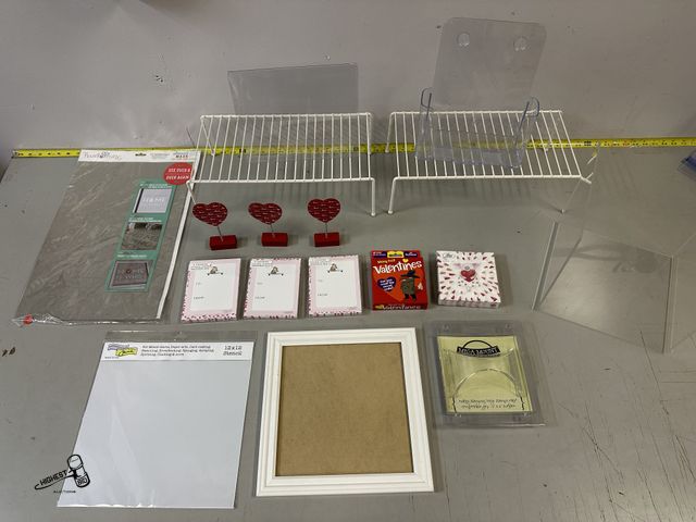 Lot 91-8358 - New MISC LOT - WIRE RACKS - VALENTINES DAY CARDS, NAPKINS &amp; HEARTS - MEGA MOUNT STAMP HOLDER - C...