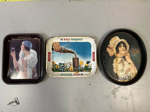 Lot 91-10479 - 3 VINTAGE COCA-COLA METAL TRAYS