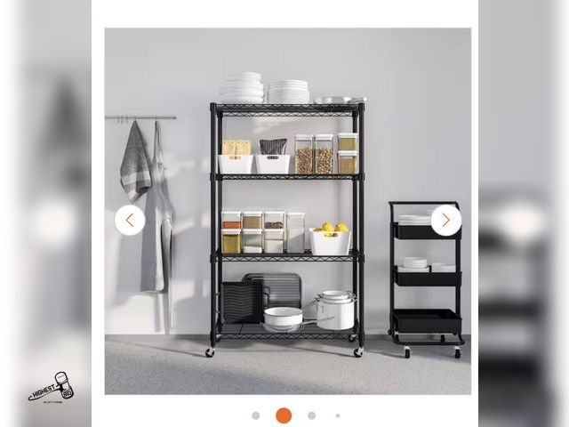 Lot 91-9327 - Seville Classics 36-in W x 14-in D x 76-in H 5 -Tier Heavy Duty Black Metal Wire Utility Shelving Un...