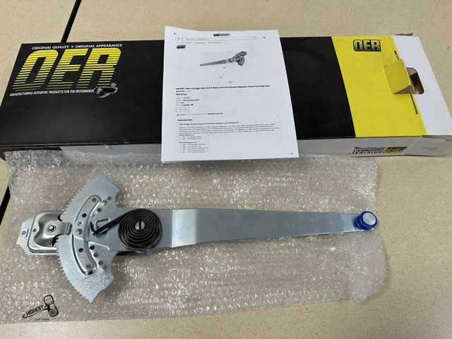 Lot 91-7154 - MSRP: 119.99 - MM1089 - 1966-70 DODGE, PLYMOUTH B-BODY; FRONT DOOR WINDOW REGULATOR; 2 DOOR; PASSENG...