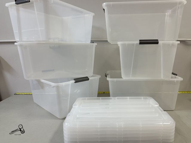 Lot 91-9027 - IRIS 45QT Clear Storage Bin with Buckles, 6-pack
