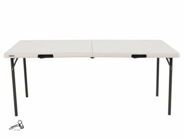 Lot 91-8868 - LIFETIME COMMERCIAL GRADE 6 FT FOLDING TABLE - SEATS 8 - FOLDS IN HALF FOR EASY STORAGE AND HANDLING...