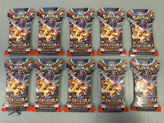 Lot 91-9590 - New IN PACKAGE 10PCK SCARLET &amp; VIOLET OBSIDIAN FLAMES POKEMON TRADING CARDS 2023